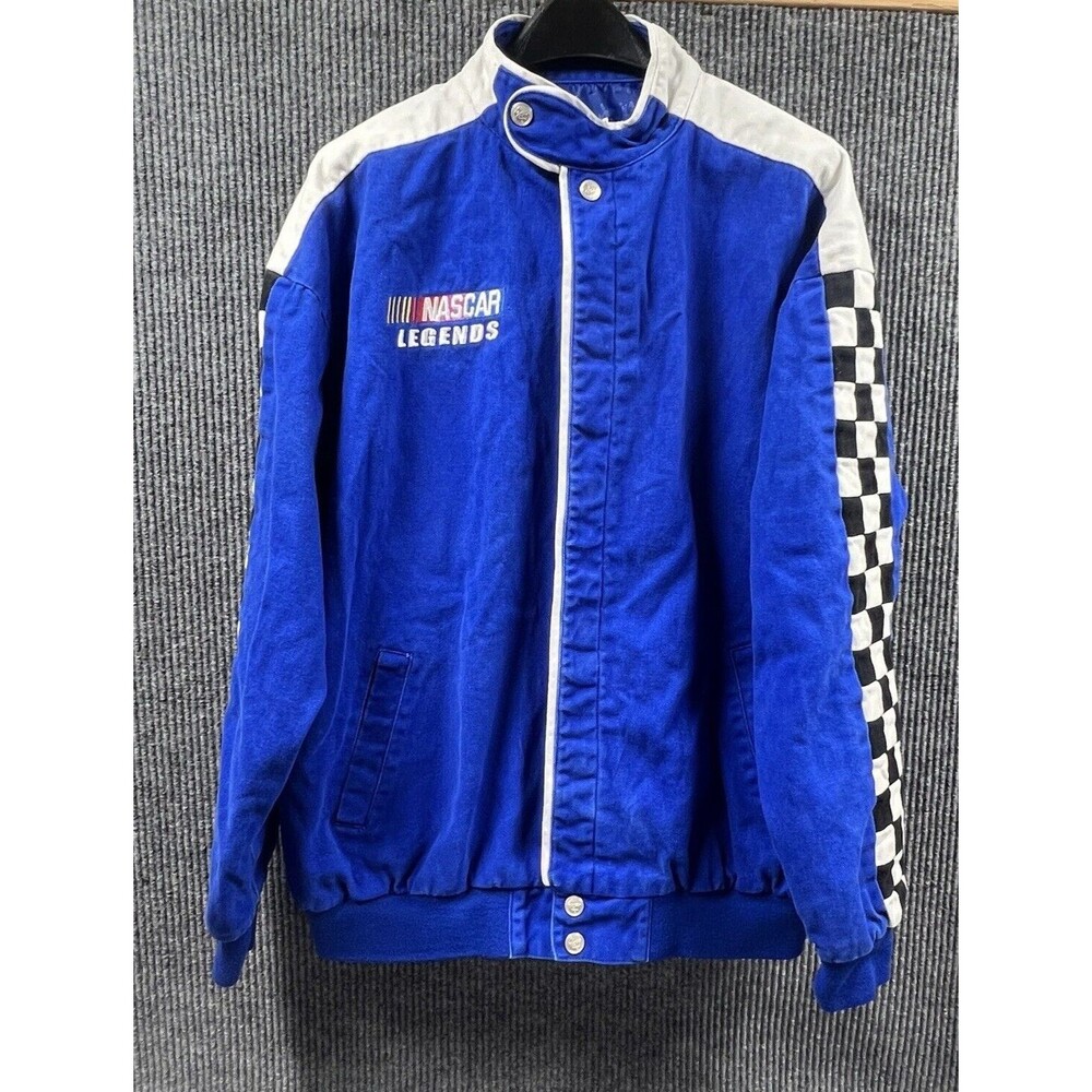 VTG Chase Authentics Jacket Mens XL Blue NASCAR Legends Signatures On Back Coat